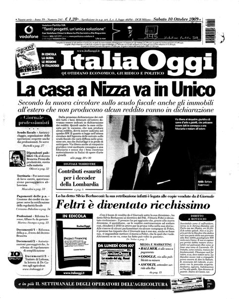 Italia oggi : quotidiano di economia finanza e politica